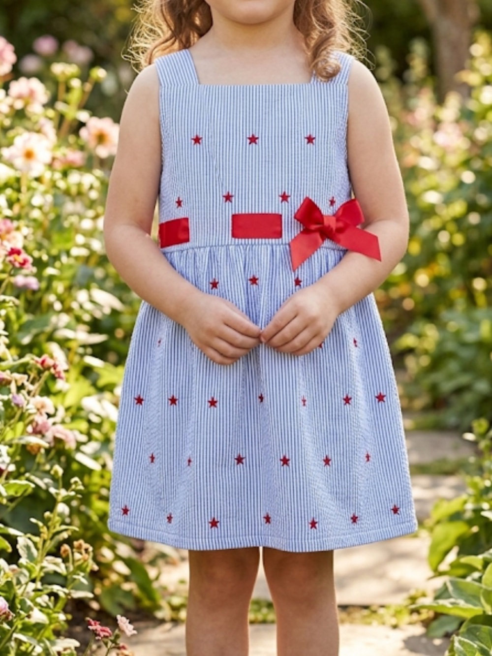 Title

Toffee Apple Girl Sundress Blue White Pinstripe seersucker dress Stars 2